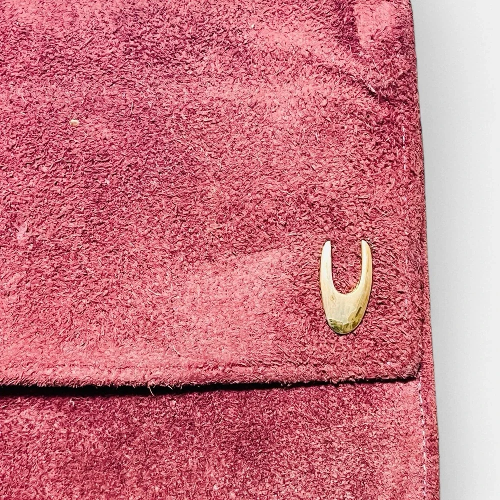 Vintage Shirl Miller USA Burgundy Red‎ Suede Clutch Shoulder Bag Purse